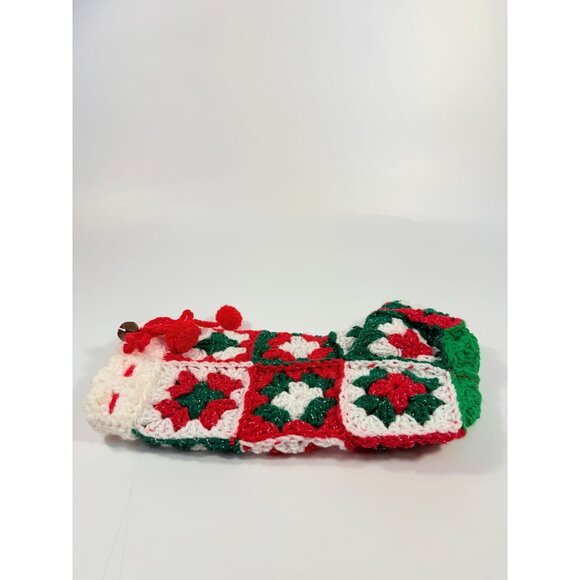 White Granny Square Christmas Stocking 13 Retro Handmade |Vintage Handmade - Picture 11 of 14